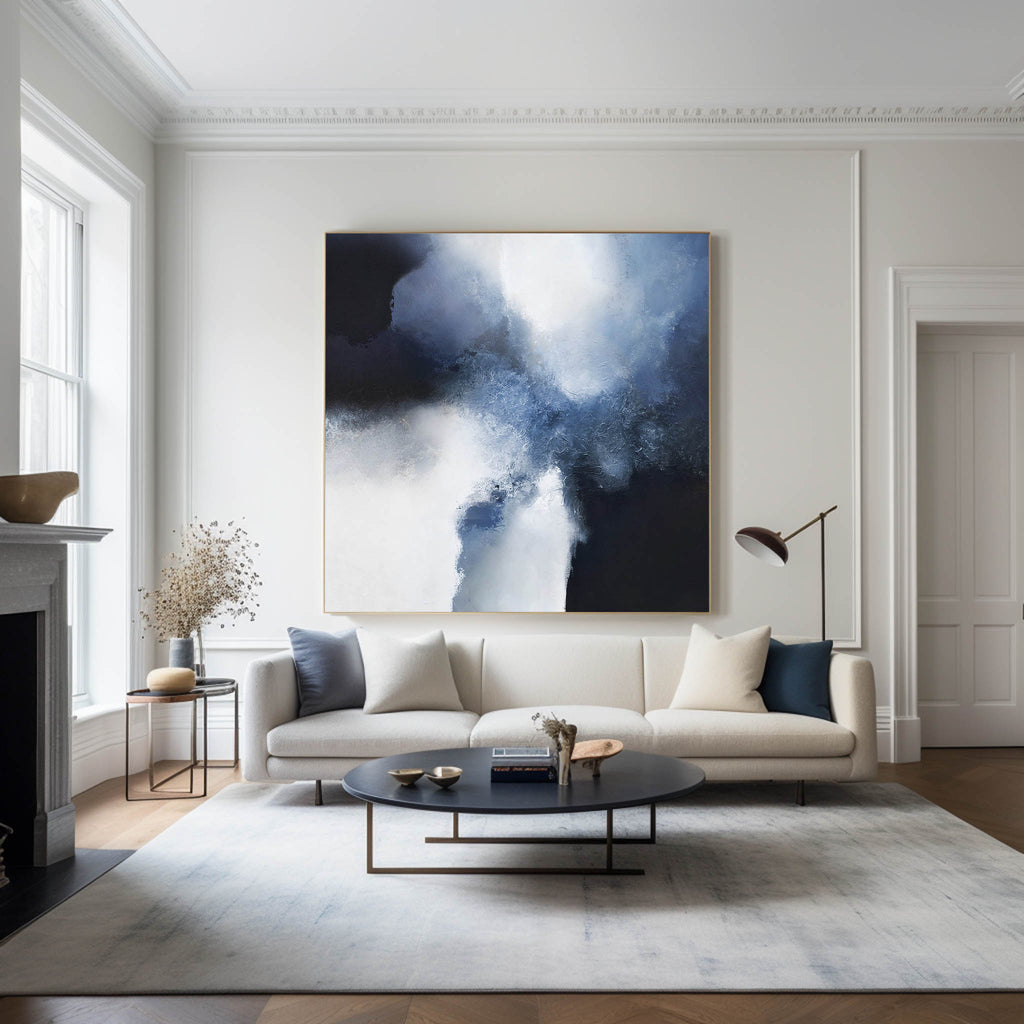 Minimalist Abstract Cloud Painting Navy