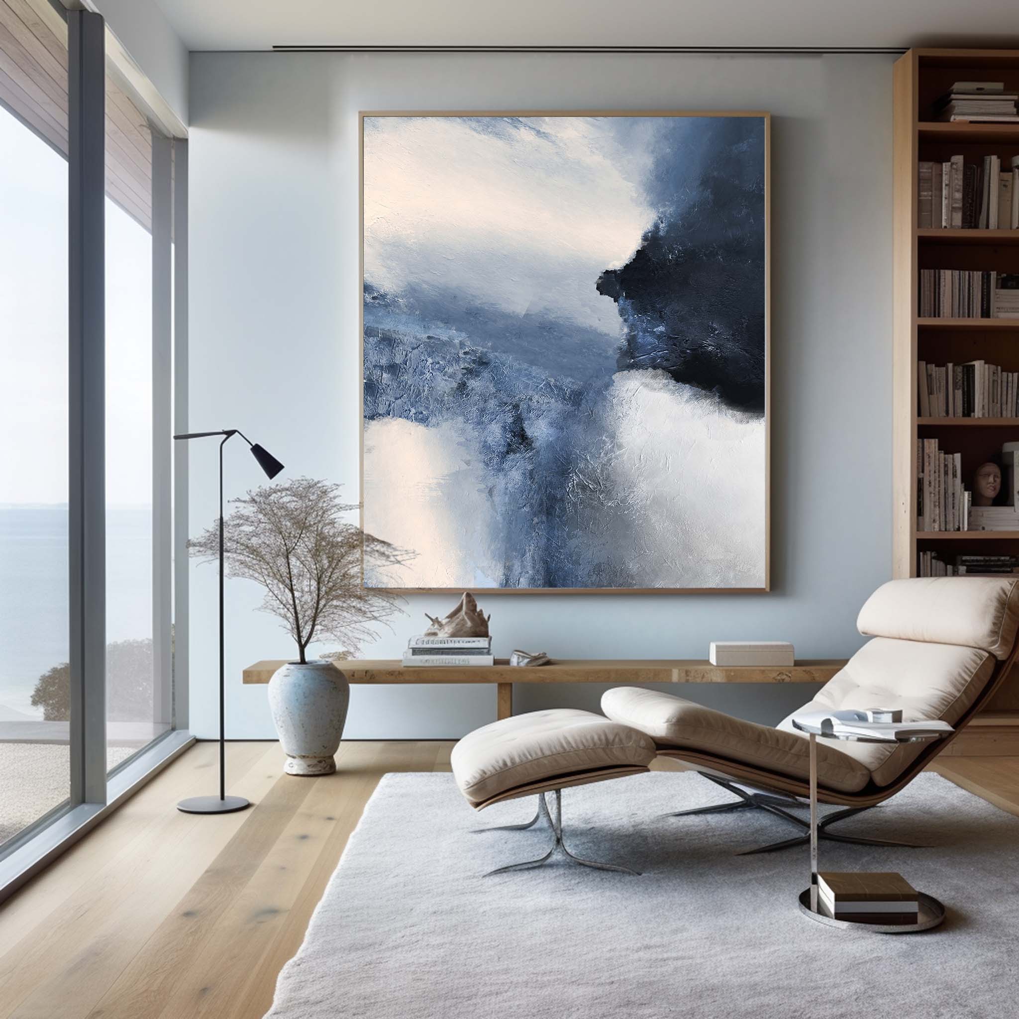 Blue White Cloud Oil Painting Hand Painted