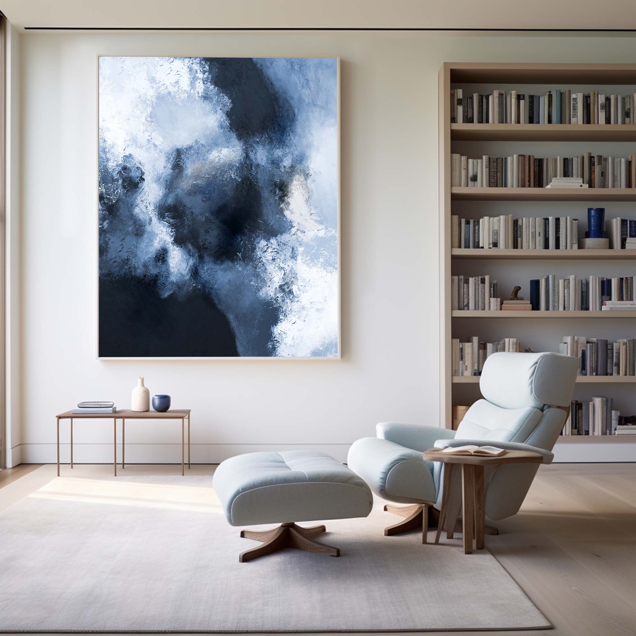 Blue White Cloud Oil Painting Hand Painted