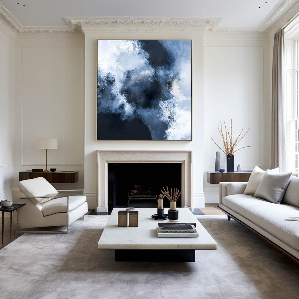 Blue White Cloud Oil Painting Hand Painted