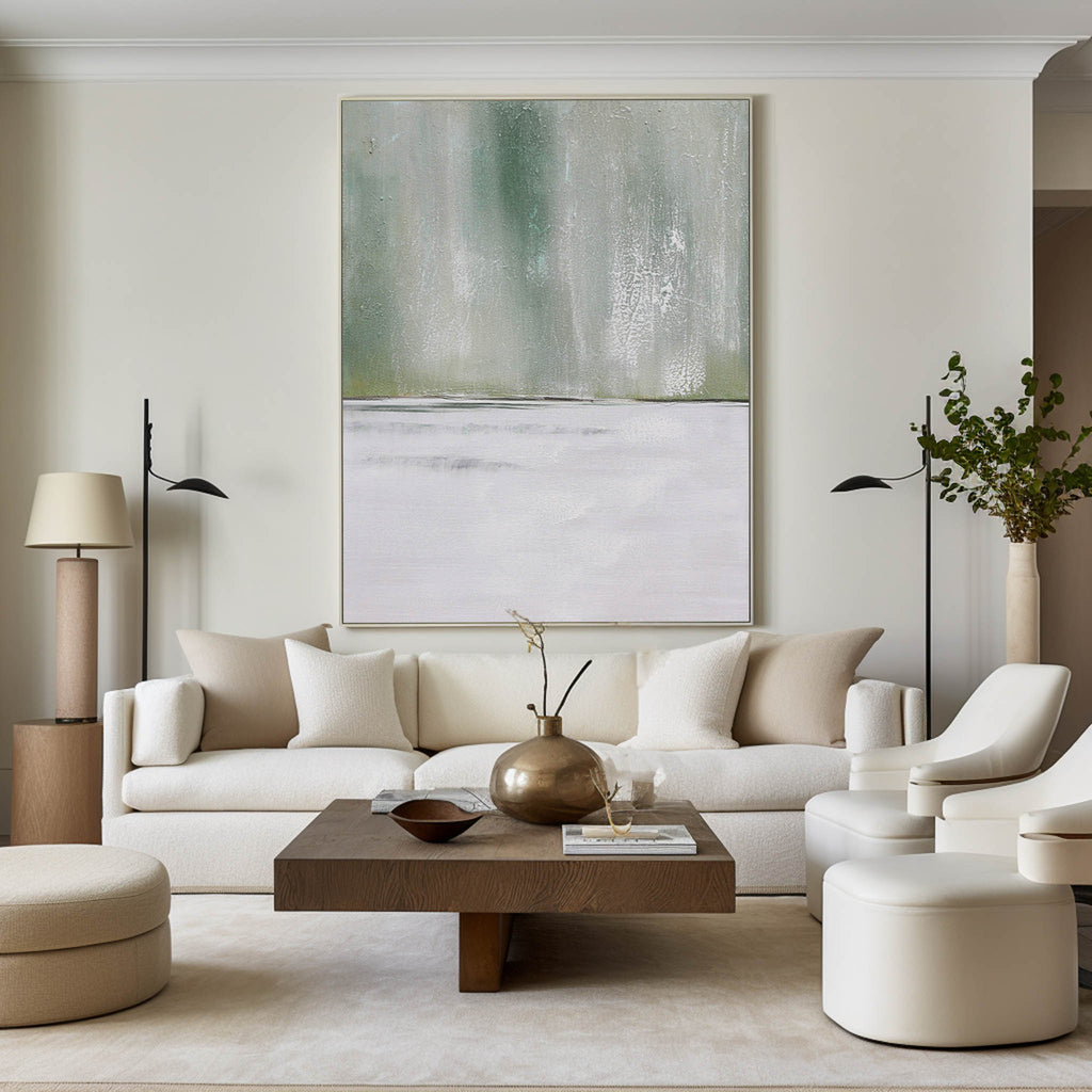 Misty Sage Green Landscape Abstract Painting
