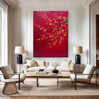Landscape Red Background Plum Blossom Painting