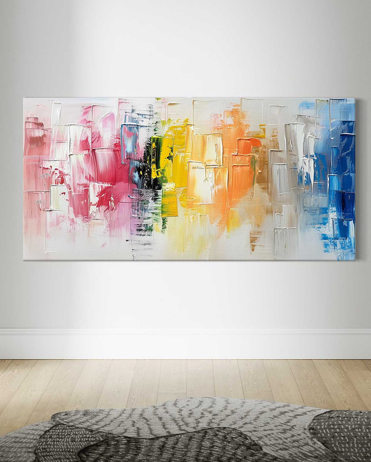 Vibrant Color Block Abstract Oil Painting