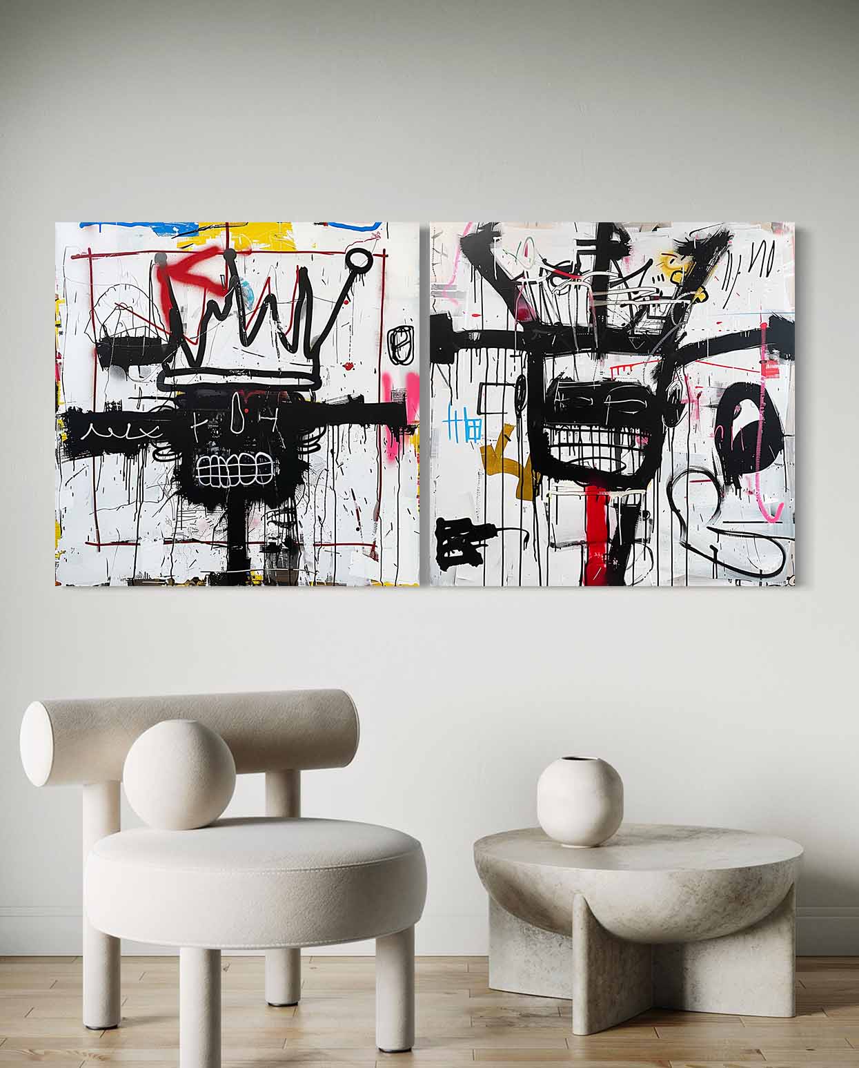 2-Piece Graffiti Abstract Diptych Painting