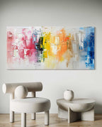 Vibrant Color Block Abstract Oil Painting