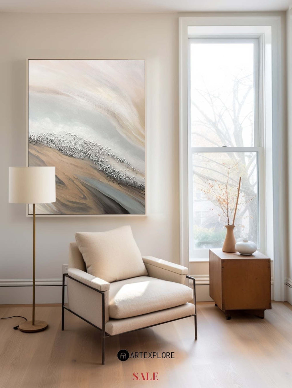 Textured Coastal Dunes Abstract Painting