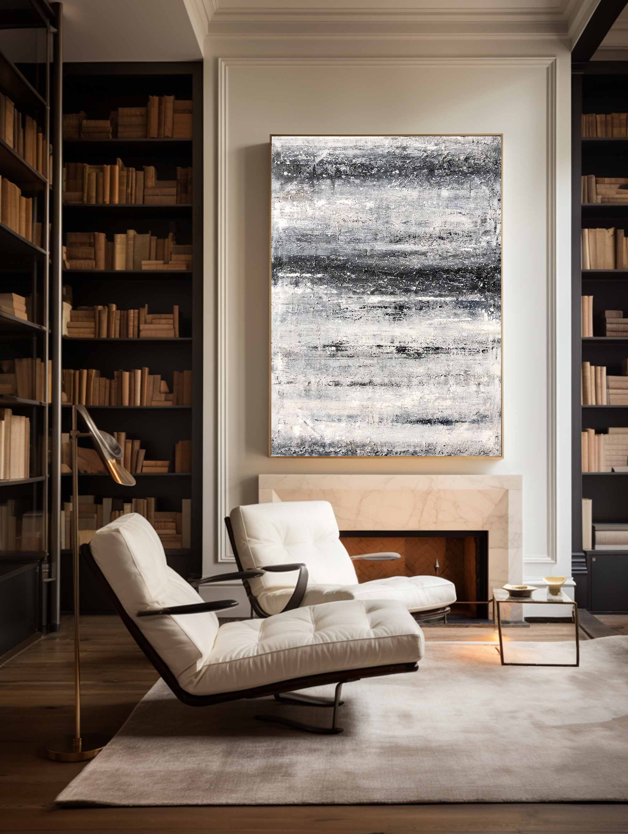 Monochrome Horizon Abstract Oil Painting