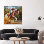 Equestrian Show Jumping 3D Impasto Painting