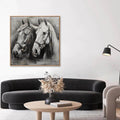 Monochromatic Two Horses Portrait Painting
