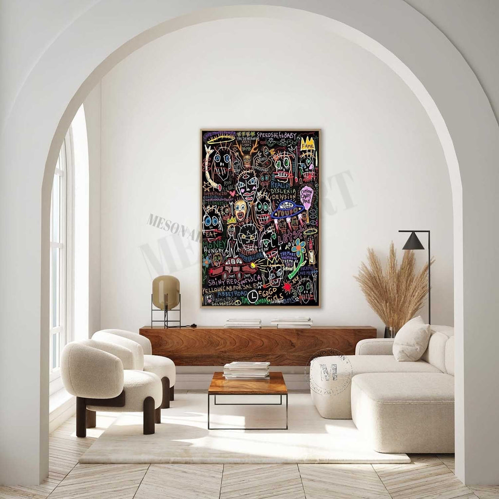 Wall Art Abstract Dense Graffiti Vibrant Chaotic