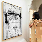 Abstract Expressionist Black White Face Painting