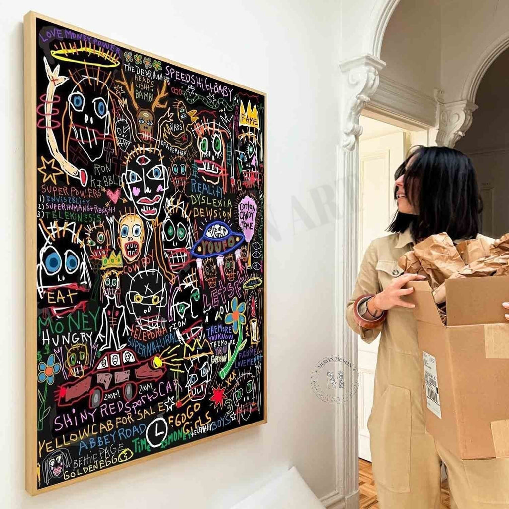 Wall Art Abstract Dense Graffiti Vibrant Chaotic