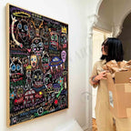 Wall Art Abstract Dense Graffiti Vibrant Chaotic