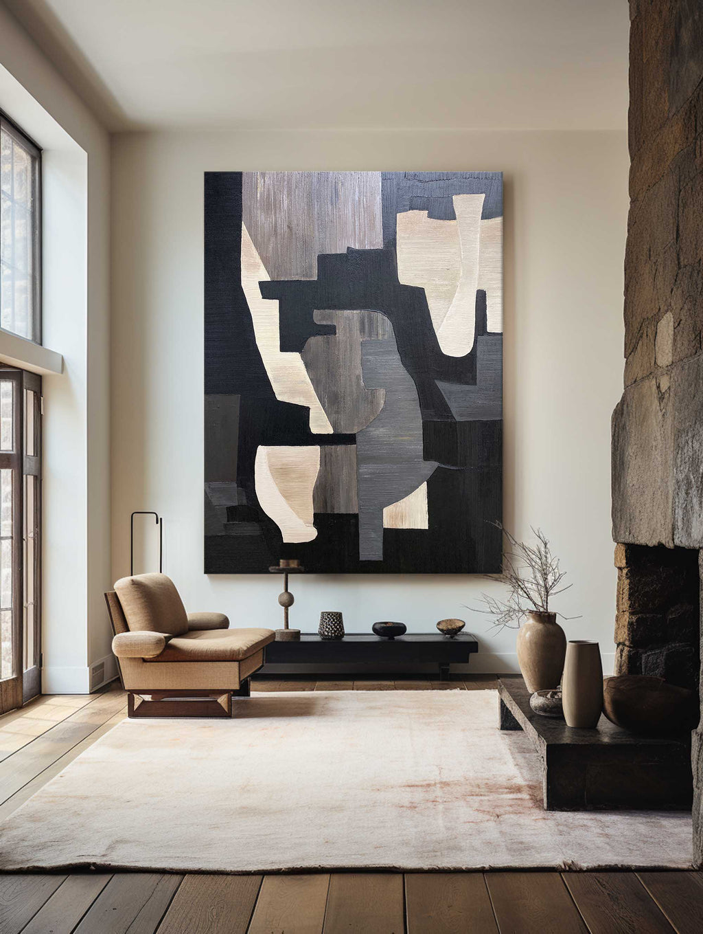 Monochrome Geometric Block Painting