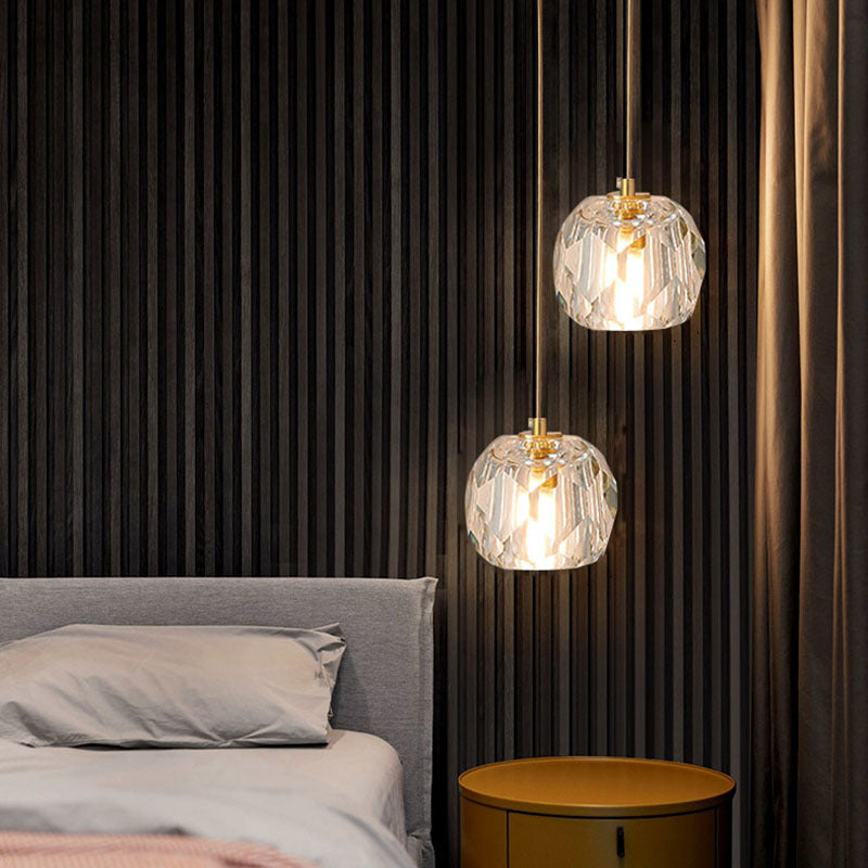 Kristy Diamond Facet Golden Pendant Light, Metal/