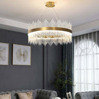 Kristy Modern Round/Rectangular Chain Chandelier, Gold