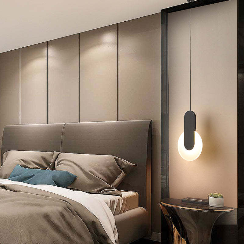 Doria Modern LED Pendant Light Black/White Metal Living Room