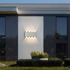 Tronix Modern Rectangular Metal Outdoor Wall Lamp, Black/White, Water-wave