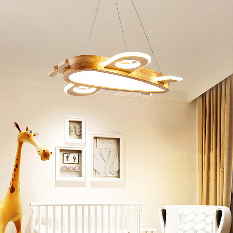 Arisha Modern Natural Creative DIY Children Airplane Shape Pendant Light ,Wood