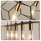 Arisha Rustic Farmhouse Geometry  3/5 Light Pendant Light, Black