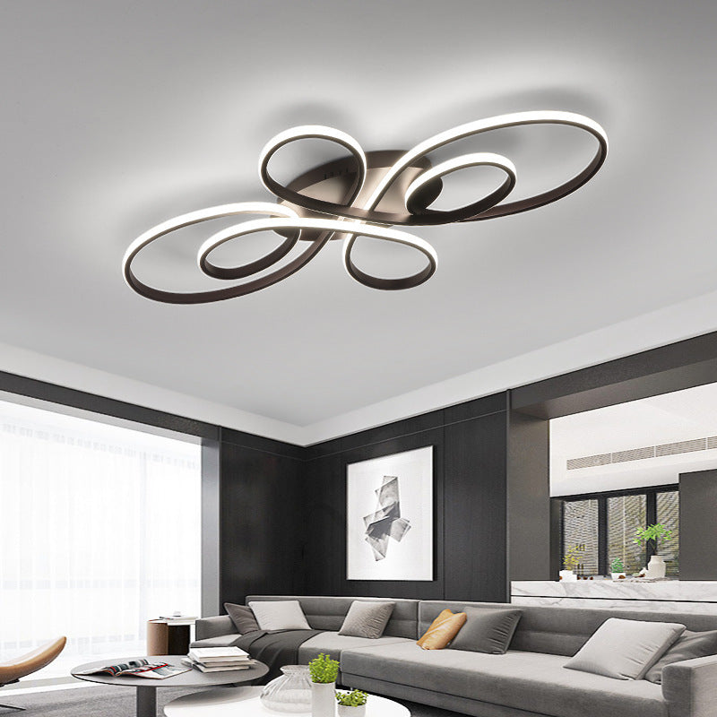 Brisa Modern LED Multi Rings Flush Mount Ceiling Light, Brown/White