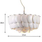 Arisha Wihte Art Deco Chandelier Light Fixture, Ceramic Leaf & Metal