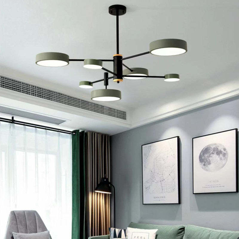 Arisha Pendant Light LED, Metal & Wood, Grey/White/Gold