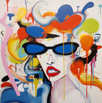 Pop Art Abstract Woman Portrait Painting