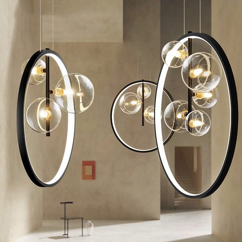 Arisha Nordic Glass Bubbles LED Modern Pendant Light for Dining Room