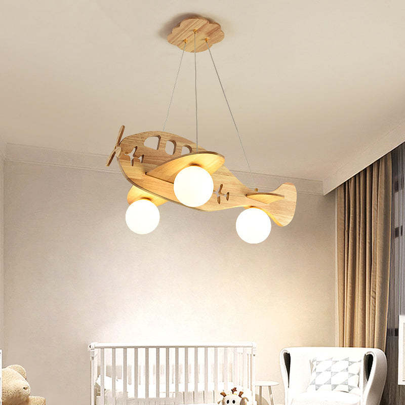 Arisha Vintage Airplane Shape Pendant Light, Wood