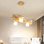 Arisha Vintage Airplane Shape Pendant Light, Wood