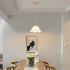 Muto Minimalist Flower /Wood Pendant Light, White