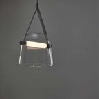 Valentina Modern Nordic Leather/Glass Pendant Light, Grey/White