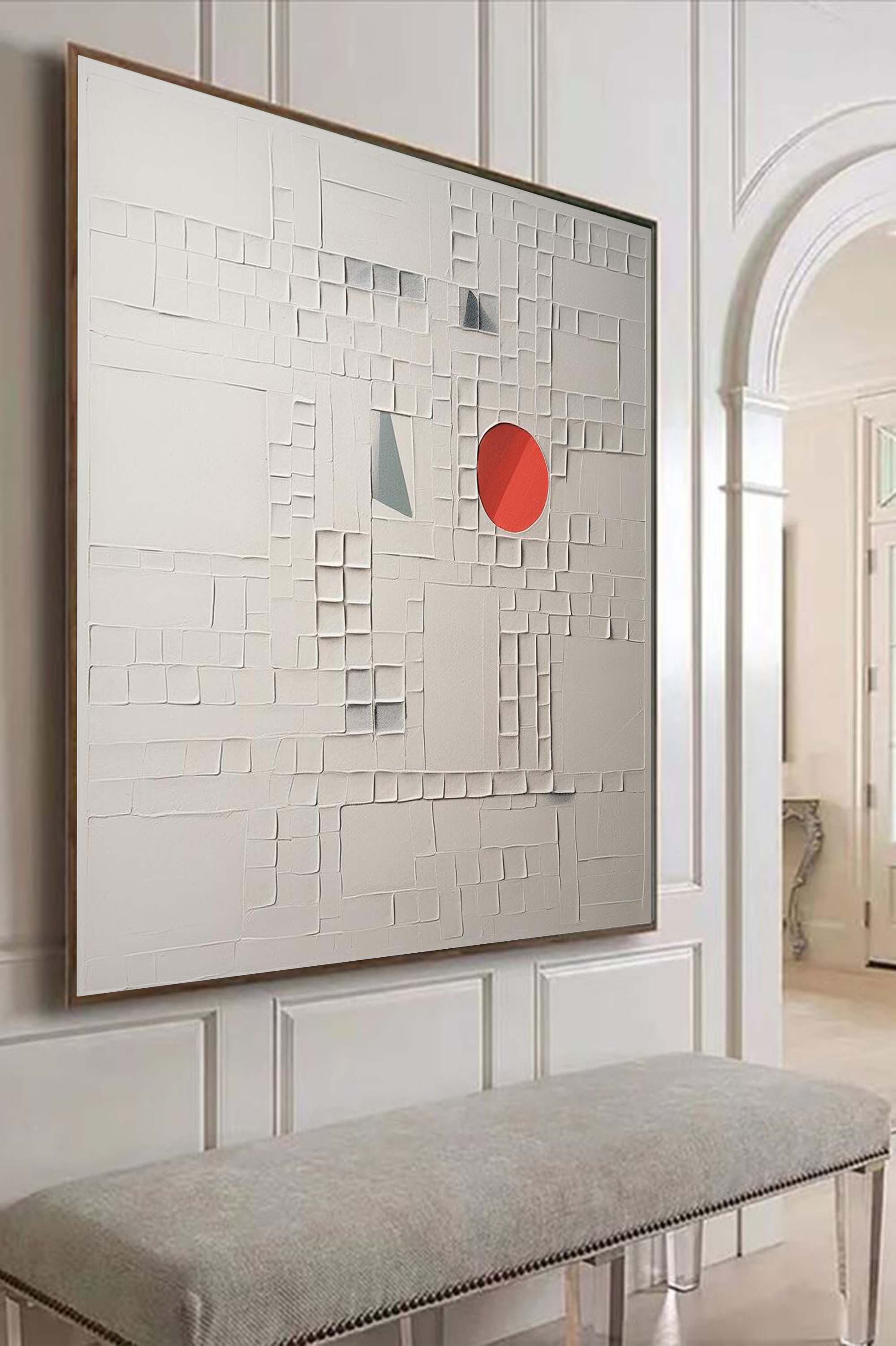 Minimalist Geometric Bas-Relief Painting