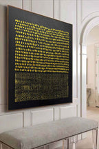 Tactile Gold Dot & Line Oil Painting Black Background