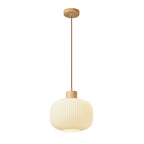 Muto Modern Wood/Glass Pendant Light, White