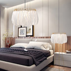 O'Moore Elegant Feather Pendant Light, Black/White, Bedroom/Living Room