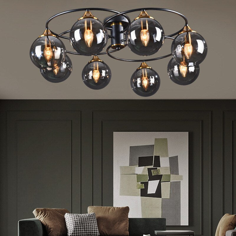 Valentina Nordic Bubble Glass Ceiling Light, Gray/Amber