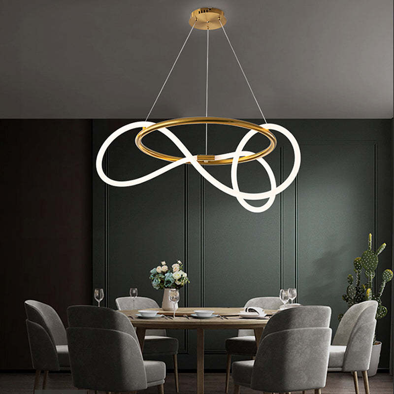 Arisha Curved & Linear Semi Flush Mount Ceiling Light, Gold