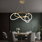 Arisha Curved & Linear Semi Flush Mount Ceiling Light, Gold