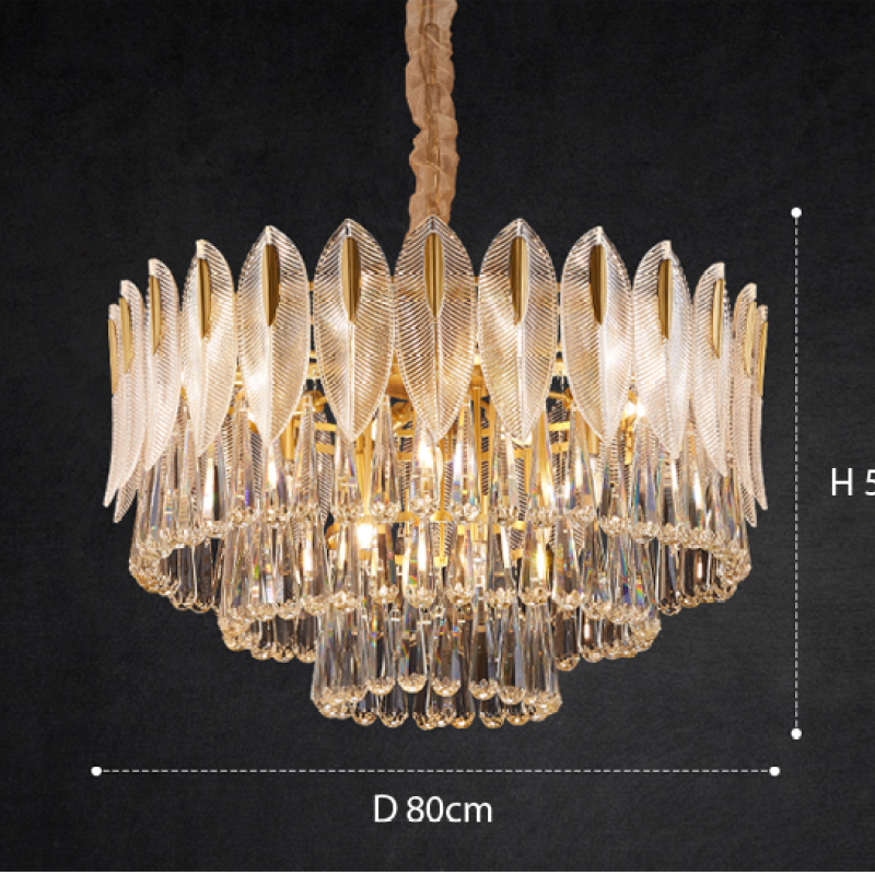 Arisha Luxury Feather Crystal Chandelier, Living Room