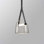 Valentina Modern Nordic Leather/Glass Pendant Light, Grey/White