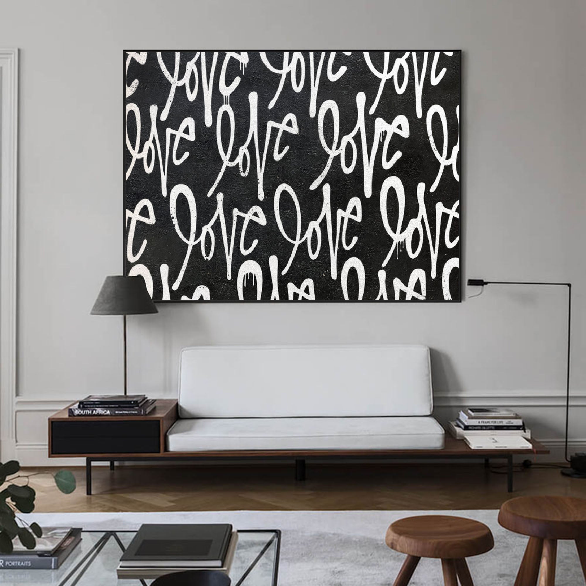 Keith Haring Love Text Graffiti Oil Painting Modern Wall Art