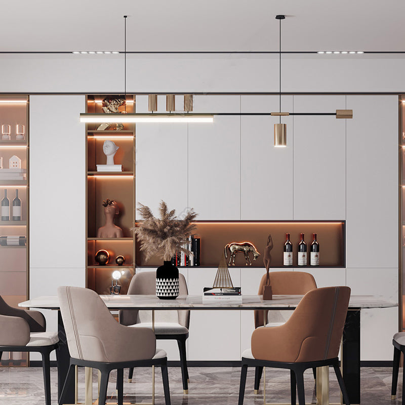 Arisha Modern Minimalist Liner  Pendant Light, Gold/Black 5 Head