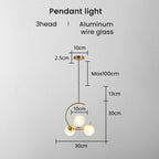 Valentina Modern Glass Globe Pendant Light, Metal & Glass, 3 Style