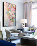 Impasto Textured Floral Vase Painting Soft Pink Wall Art