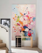 3D Textured Floral Impasto Painting Vibrant Pastels