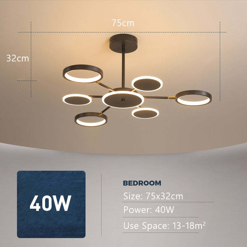 Arisha Modern Led Chandelier, Geometric, Black Dimmable
