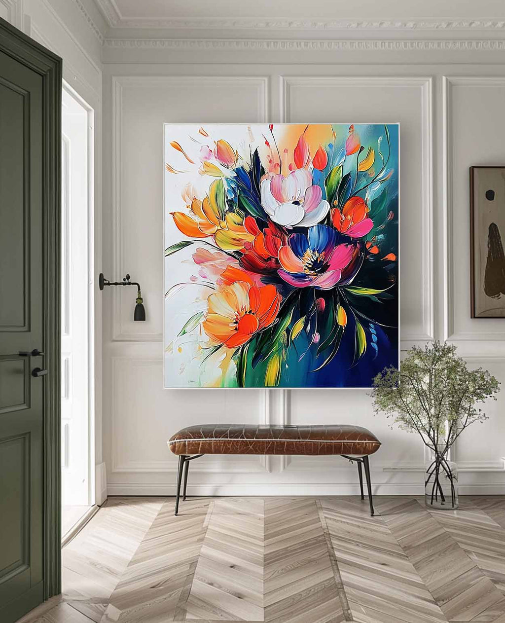 Vibrant Abstract Floral Bouquet Oil Painting