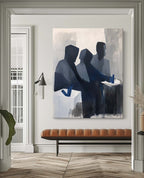 Group Of Figures Monochrome Oil Painting
